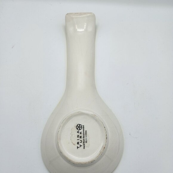 Trina Turk Ceramic Lemon Design Spoon Rest 8.5" Yellow & White Hand Wash Recomme - Picture 2 of 4